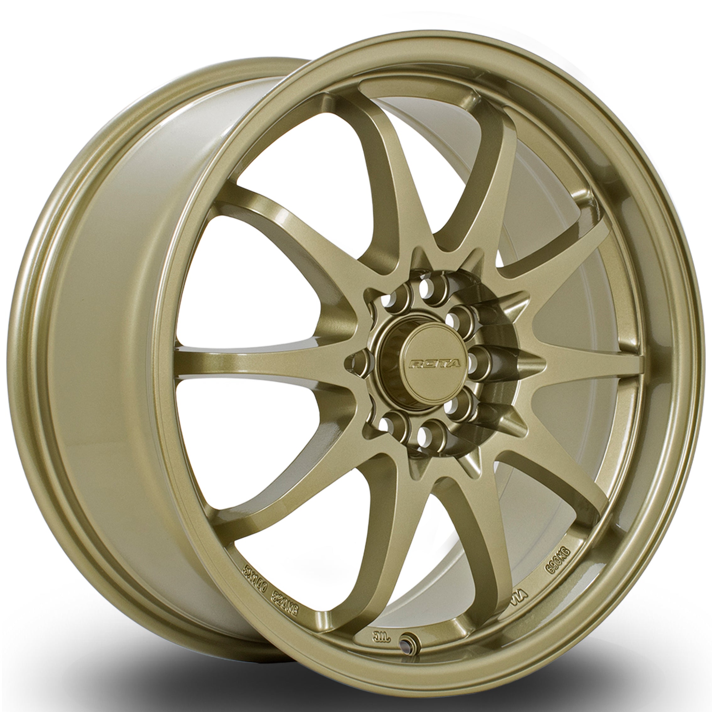 Rota Fighter, 17 x 8 inch, 5100~5114 PCD, et48 in Gold Single Rim