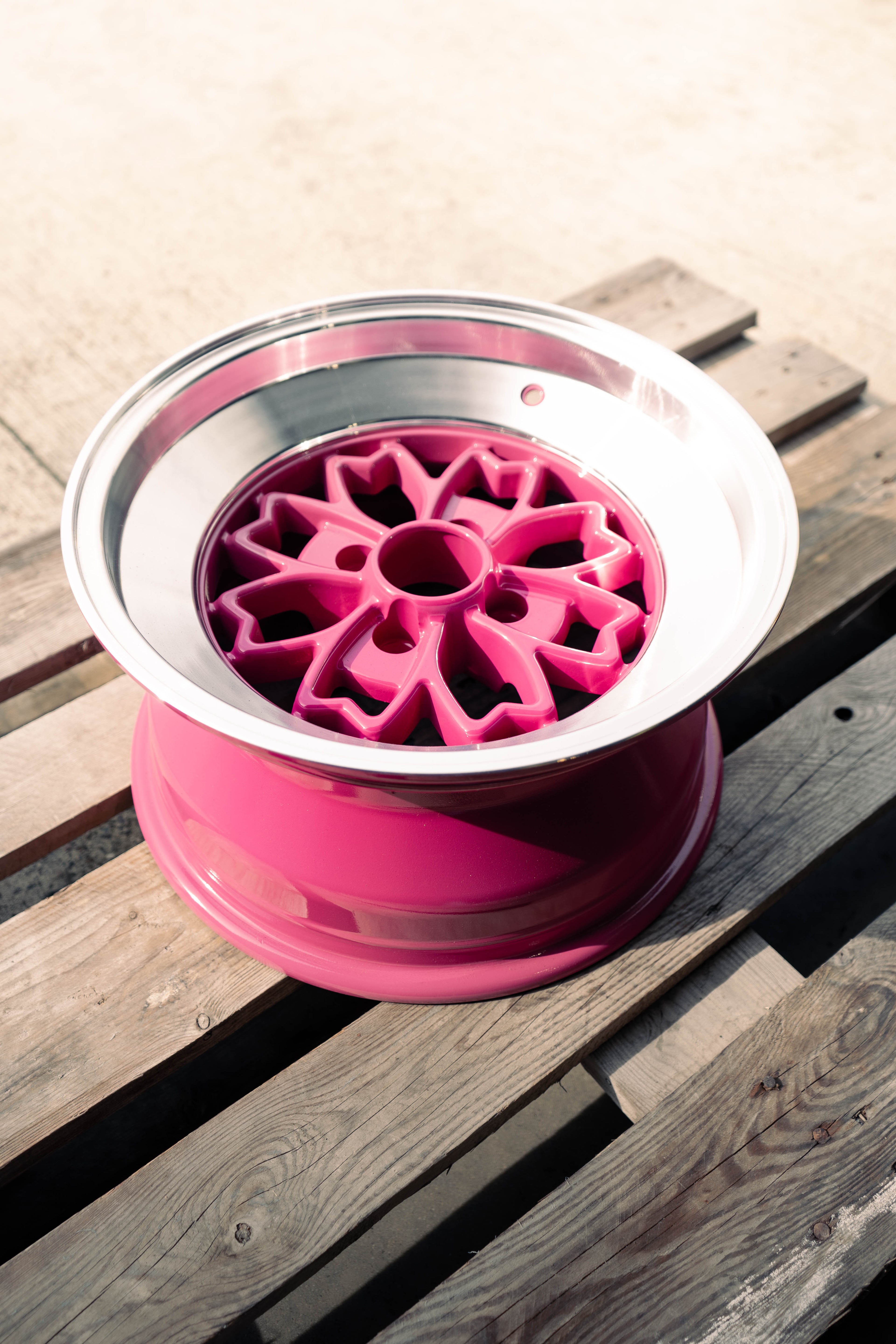 Rota Aleica, 15 x 8 inch, 4x114 PCD, ET0 in Pink with Polished Lip, Single Rim