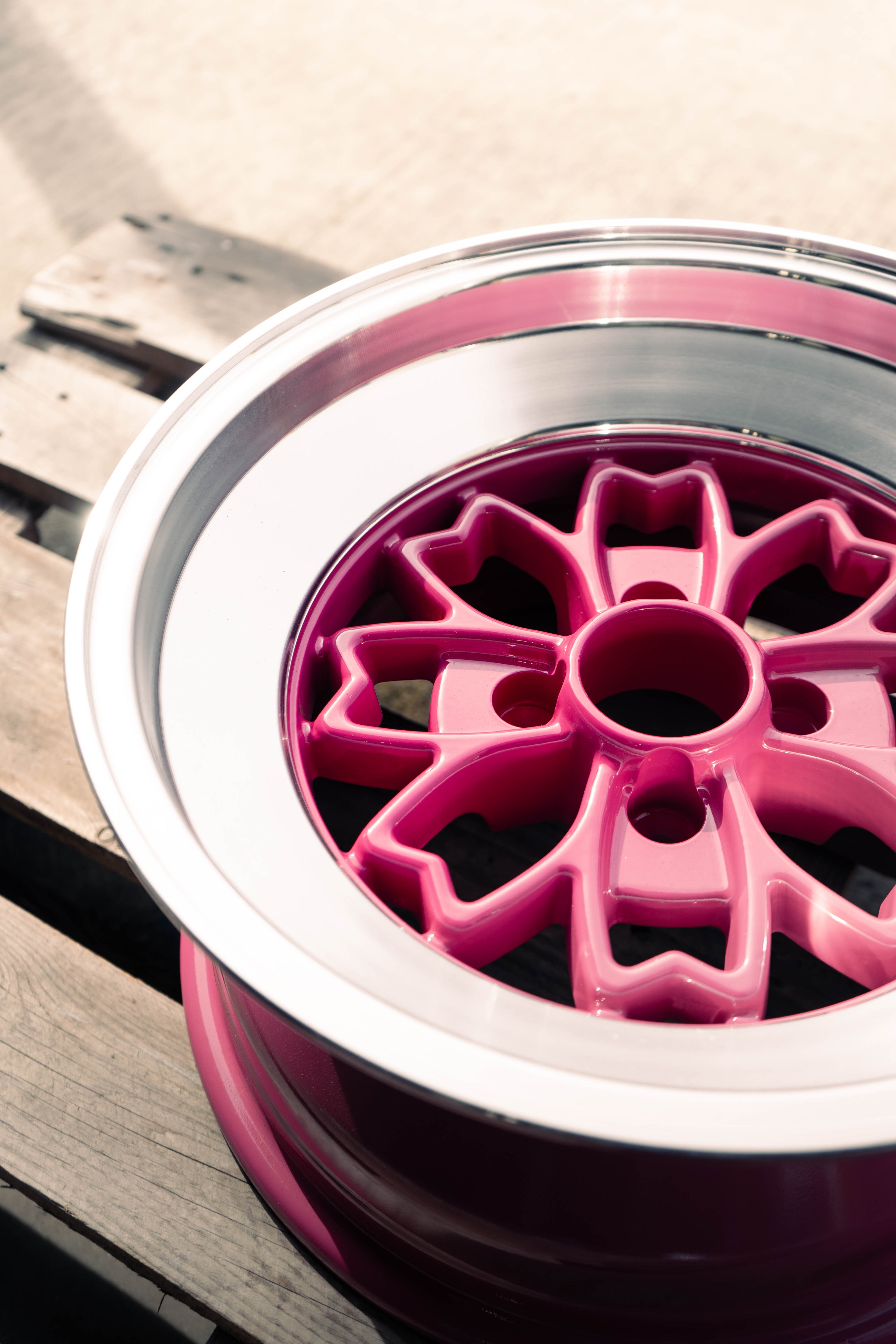 Rota Aleica, 15 x 8 inch, 4x114 PCD, ET0 in Pink with Polished Lip, Single Rim