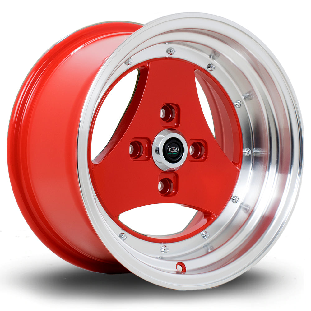 Rota Triad, 15 x 8 inch, 4x114 PCD, ET0, Red with Polished Lip, Single Rim