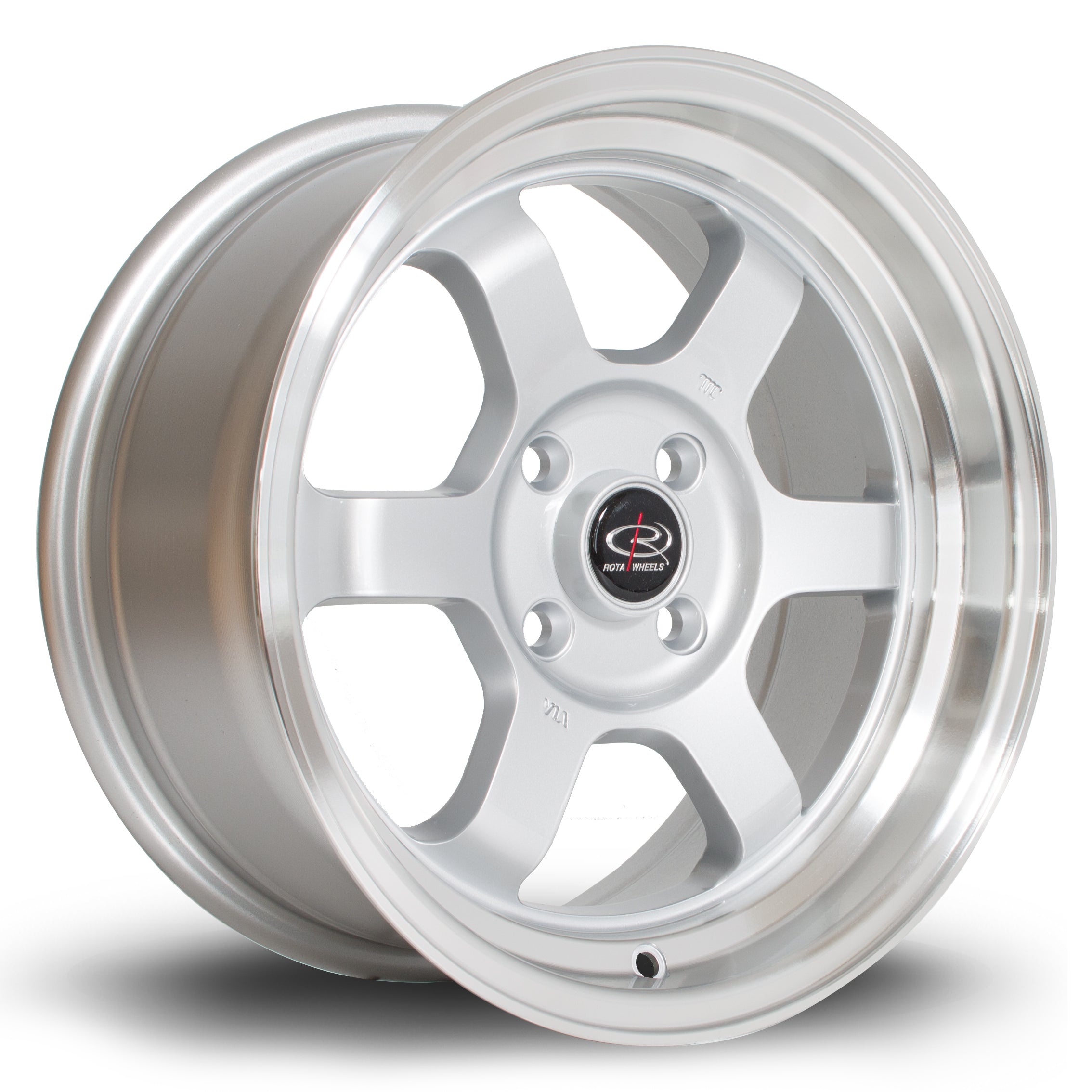 Rota Grid-V, 15 x 7 inch, 4x100 PCD, ET20 in Silver with Polished Lip, Single Wheel