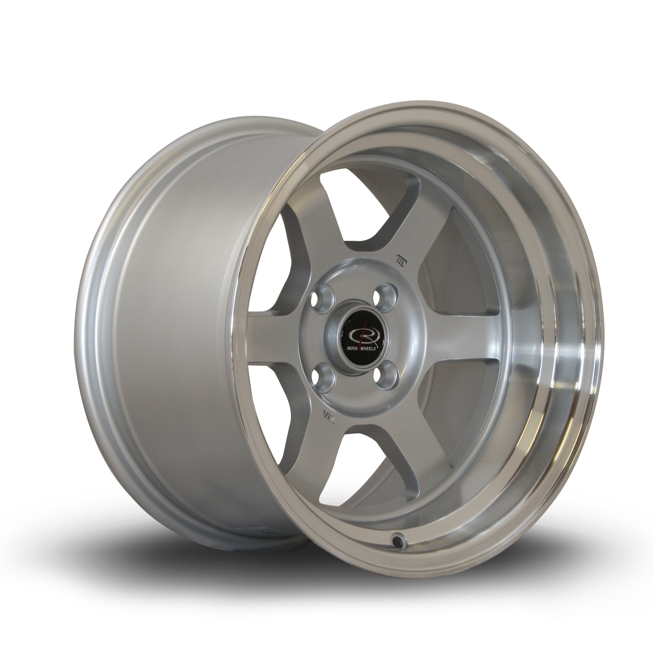 Rota Grid-V, 15 x 9 inch, 4x100 PCD, ET0 in Silver with Polished Lip, Single Wheel