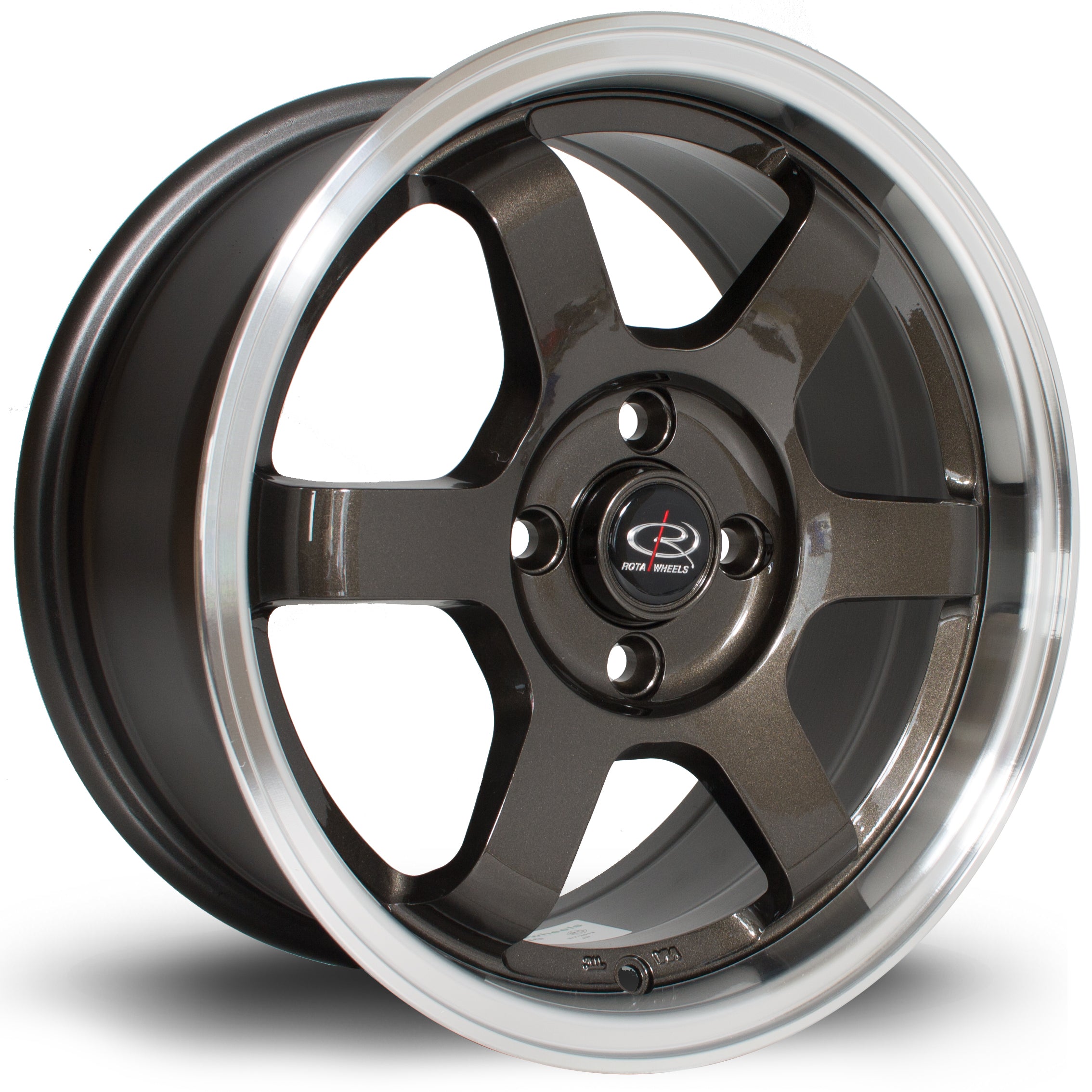 Rota Grid, 15 x 7 inch, 4x100 PCD, ET40 in Gunmetal with Polished Lip, Single Wheel