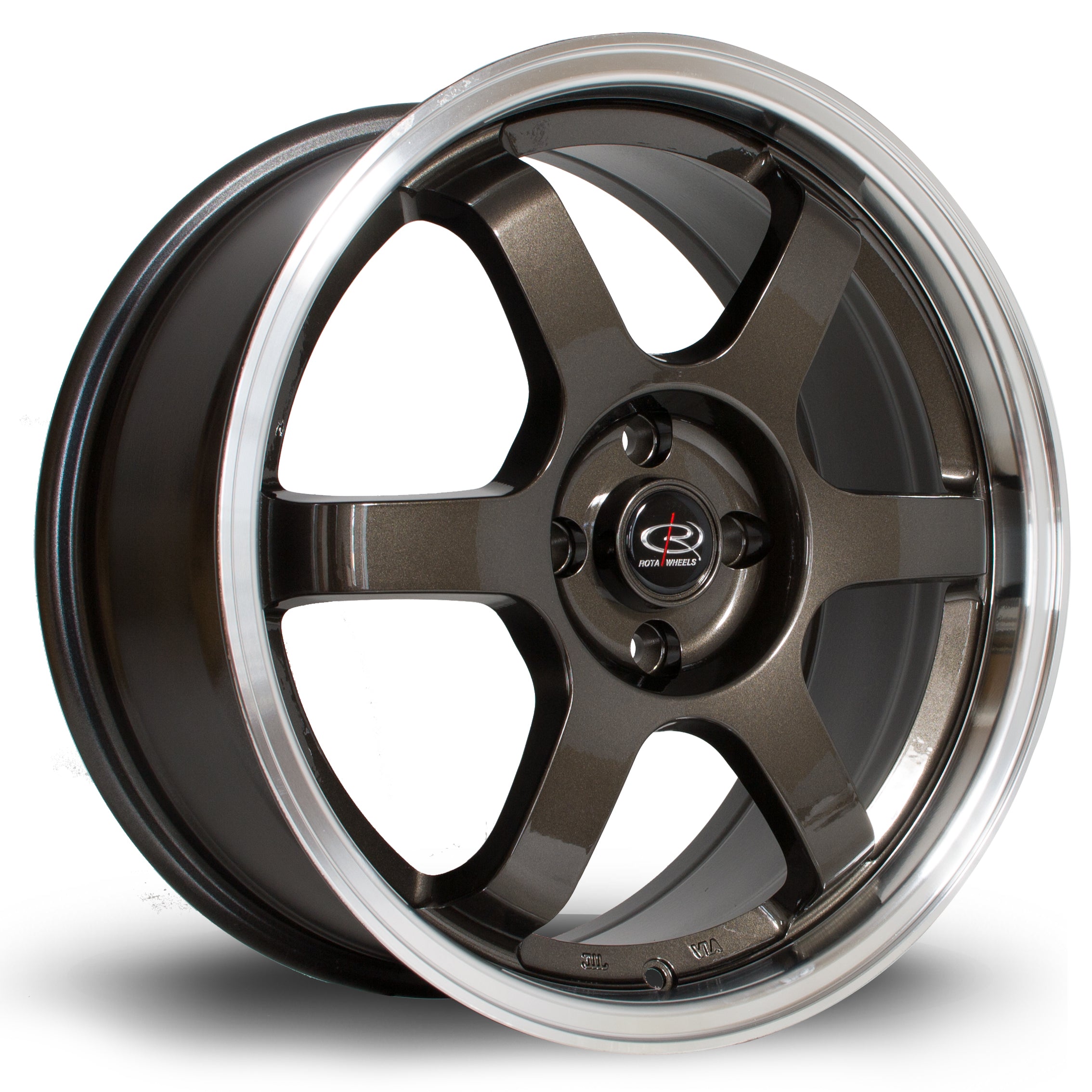 Rota Grid, 17 x 7.5 inch, 4x100 PCD, ET45 in Gunmetal with Polished Lip, Single Wheel