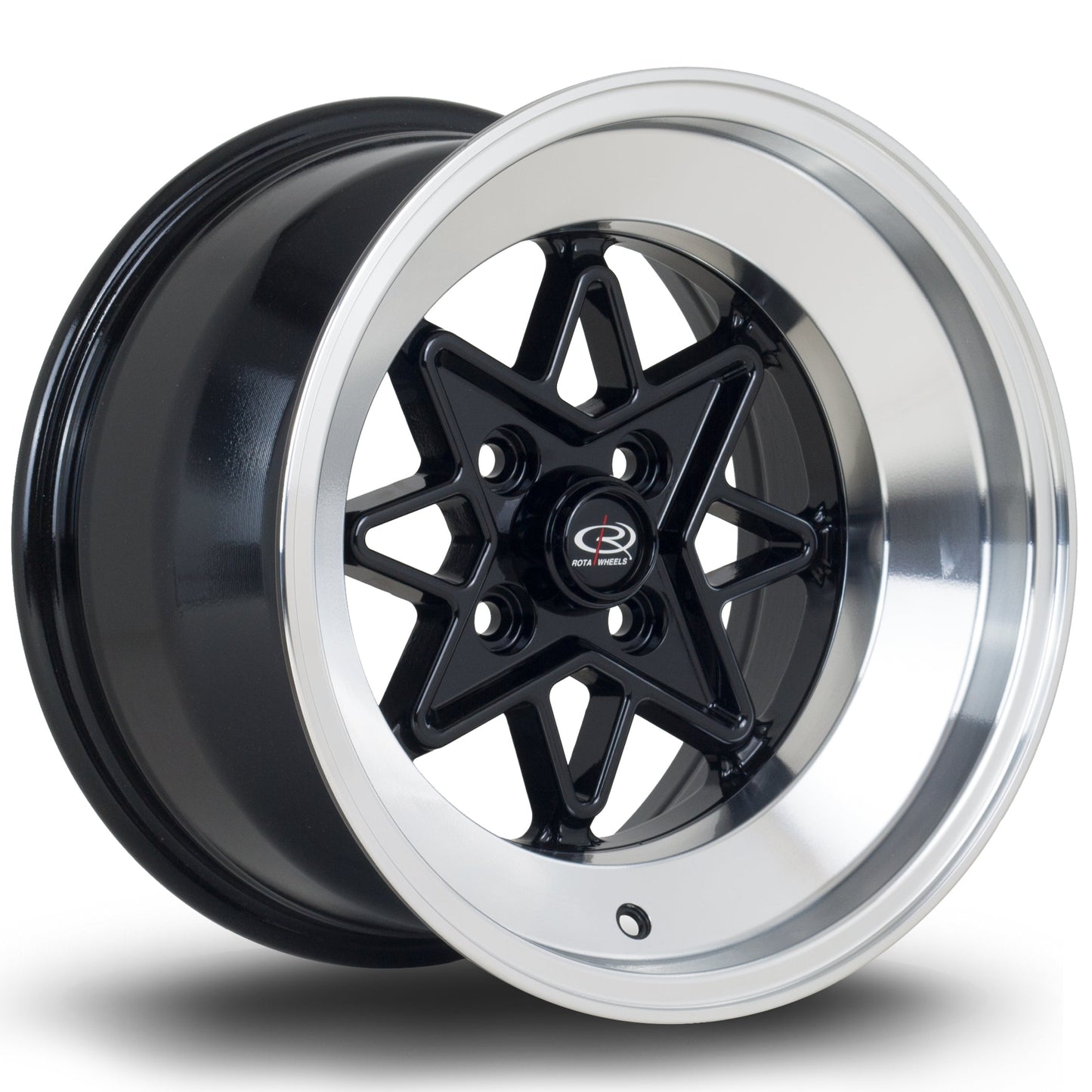 Rota HACHI, 15 x 9 inch,4X100 PCD,ET0, GLOSS BLACK W/ POLISHED LIP - Rotashop