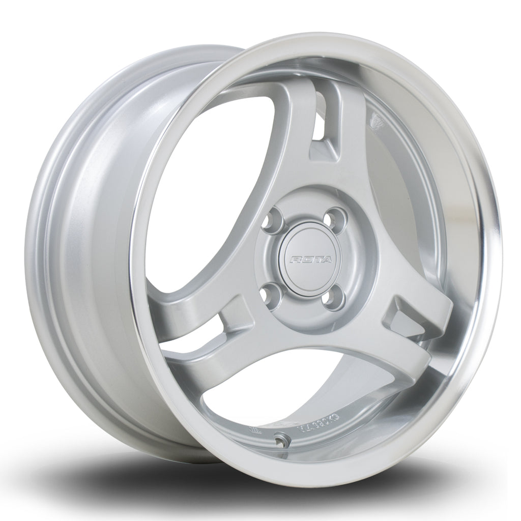 Rota HM3, 15 x 7 inch, 4x100 PCD, ET40 in Silver with Polished Lip, Single Wheel