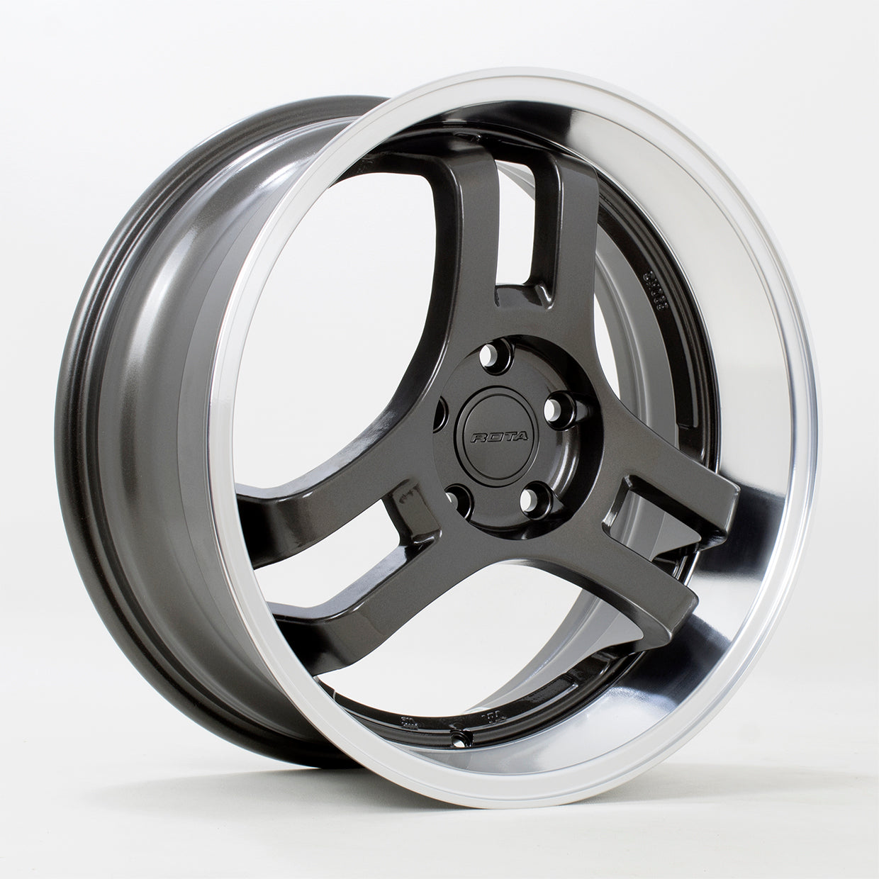 Rota HM3, 18 x 8 inch, 5x112 PCD, ET45 in Gunmetal with Polished Lip, Single Wheel