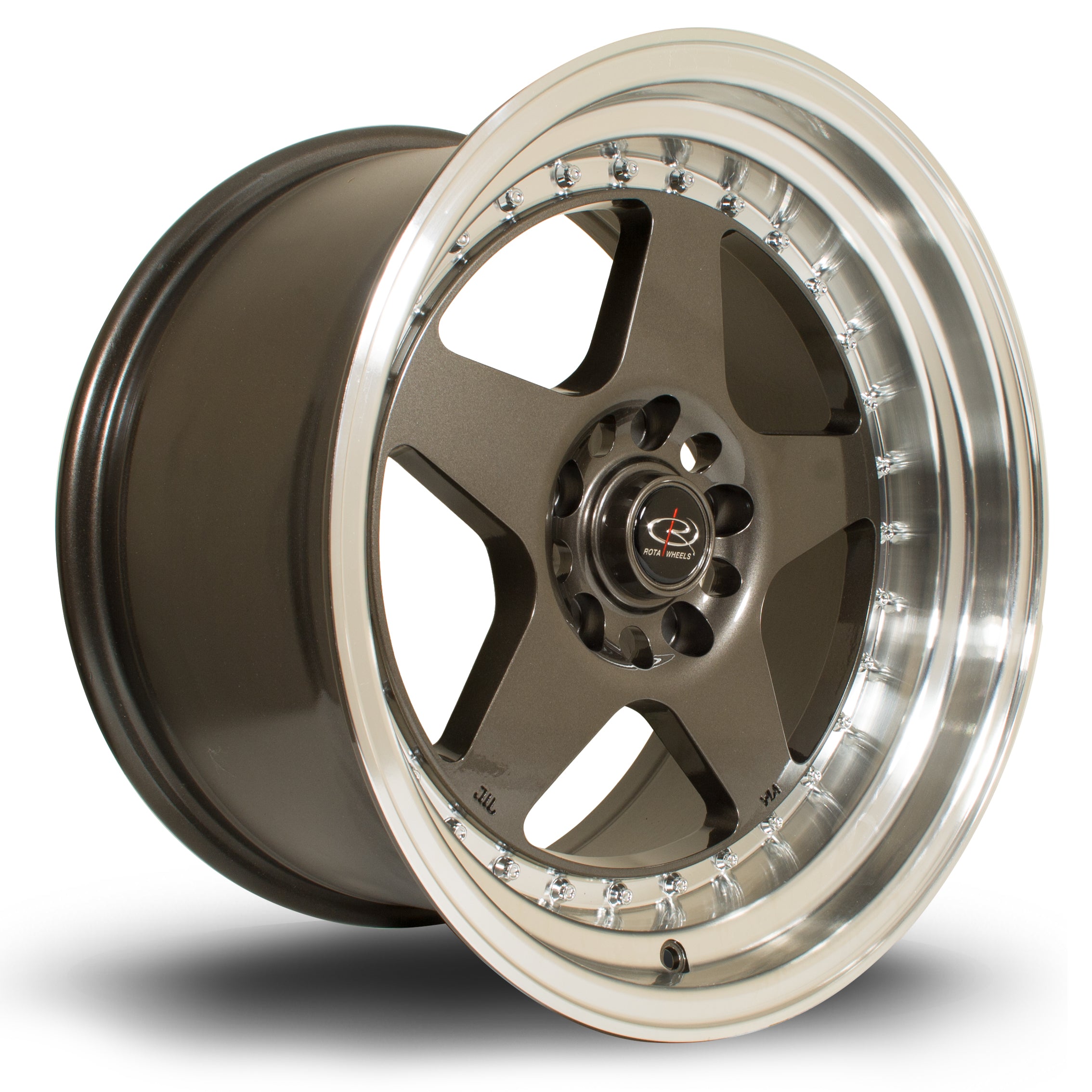 Rota Kyusha, 17 x 9 inch, 4x108/4x100 PCD, ET20 in Gunmetal with Polished Lip, Single Wheel