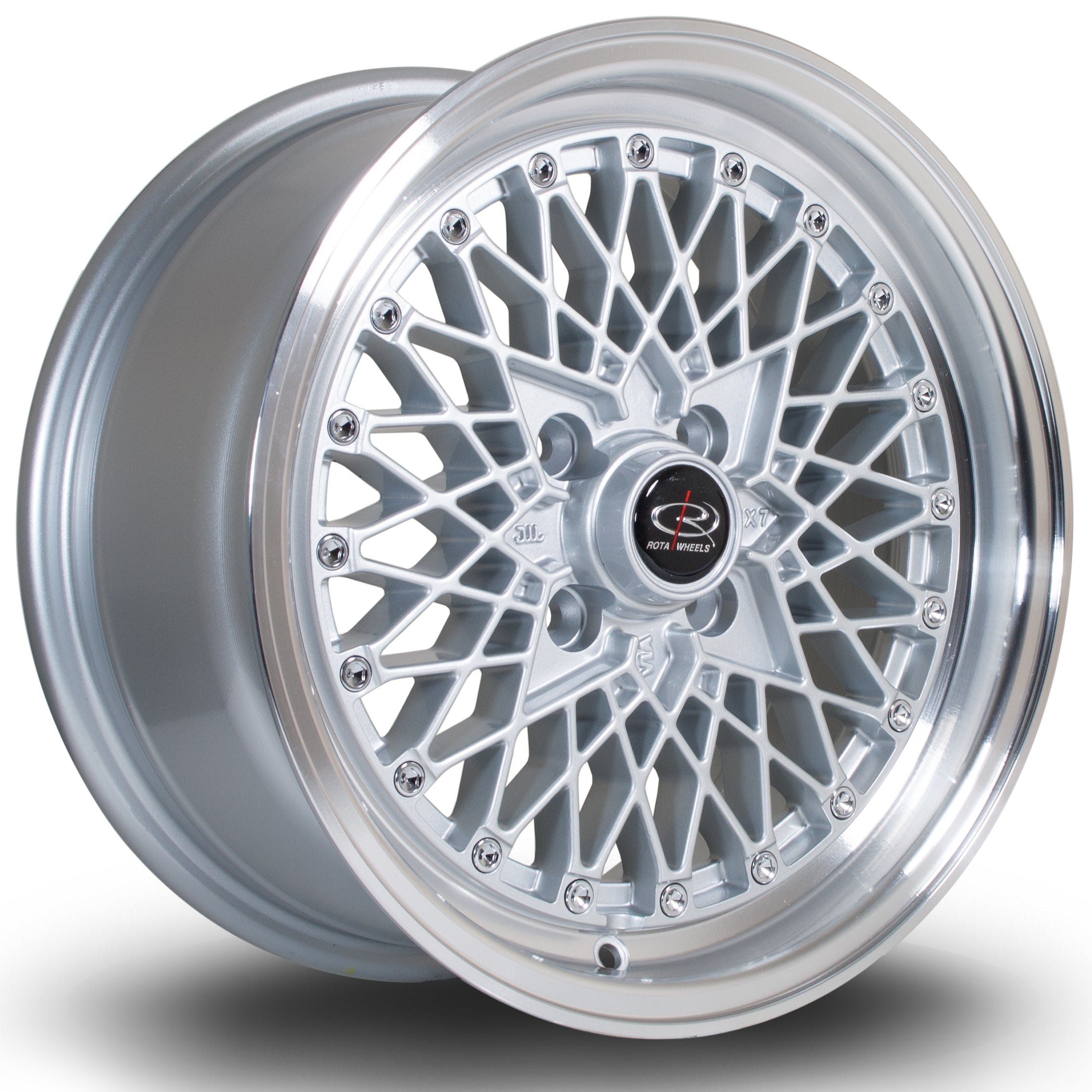 Rota OSMesh, 15 x 7 inch, 4x100 PCD, ET30 in Silver with Polished Lip, Single Wheel