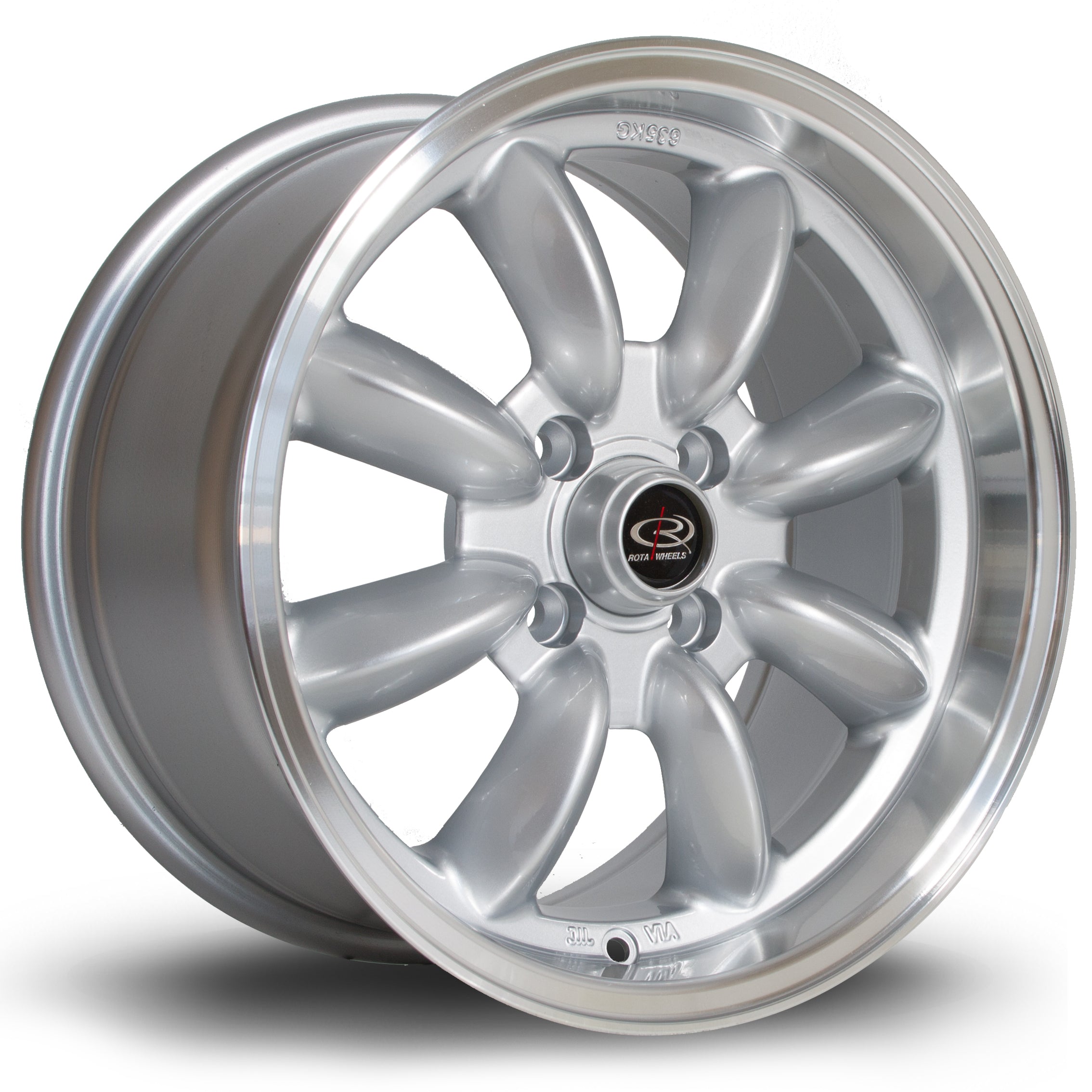 Rota RB, 15 x 7 inch, 4x100 PCD, ET30 in Silver with Polished Lip, Single Wheel