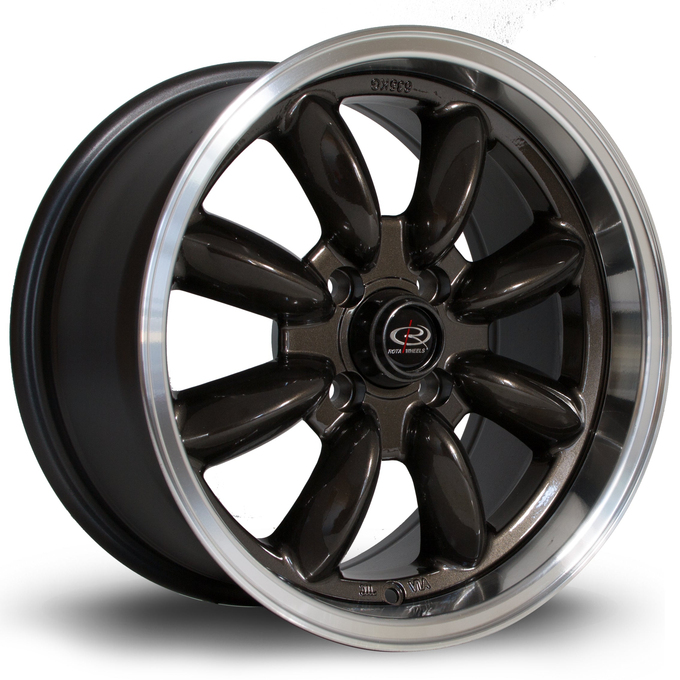 Rota RB, 15 x 8 inch, 4x100 PCD, ET30 in Gunmetal with Polished Lip, Single Wheel