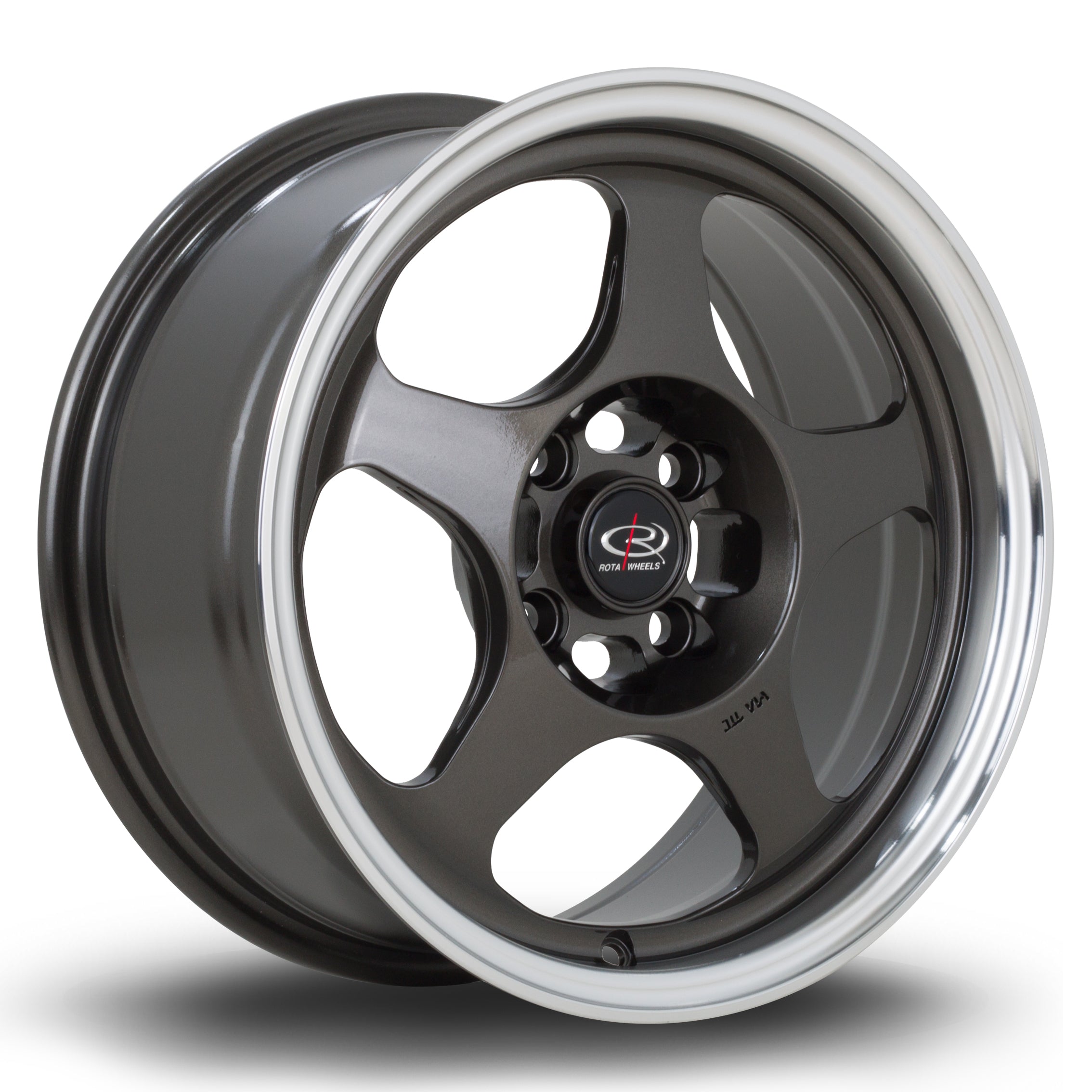 Rota Slip, 15 x 7 inch, 4x100 PCD, ET28 in Gunmetal with Polished Lip, Single Wheel