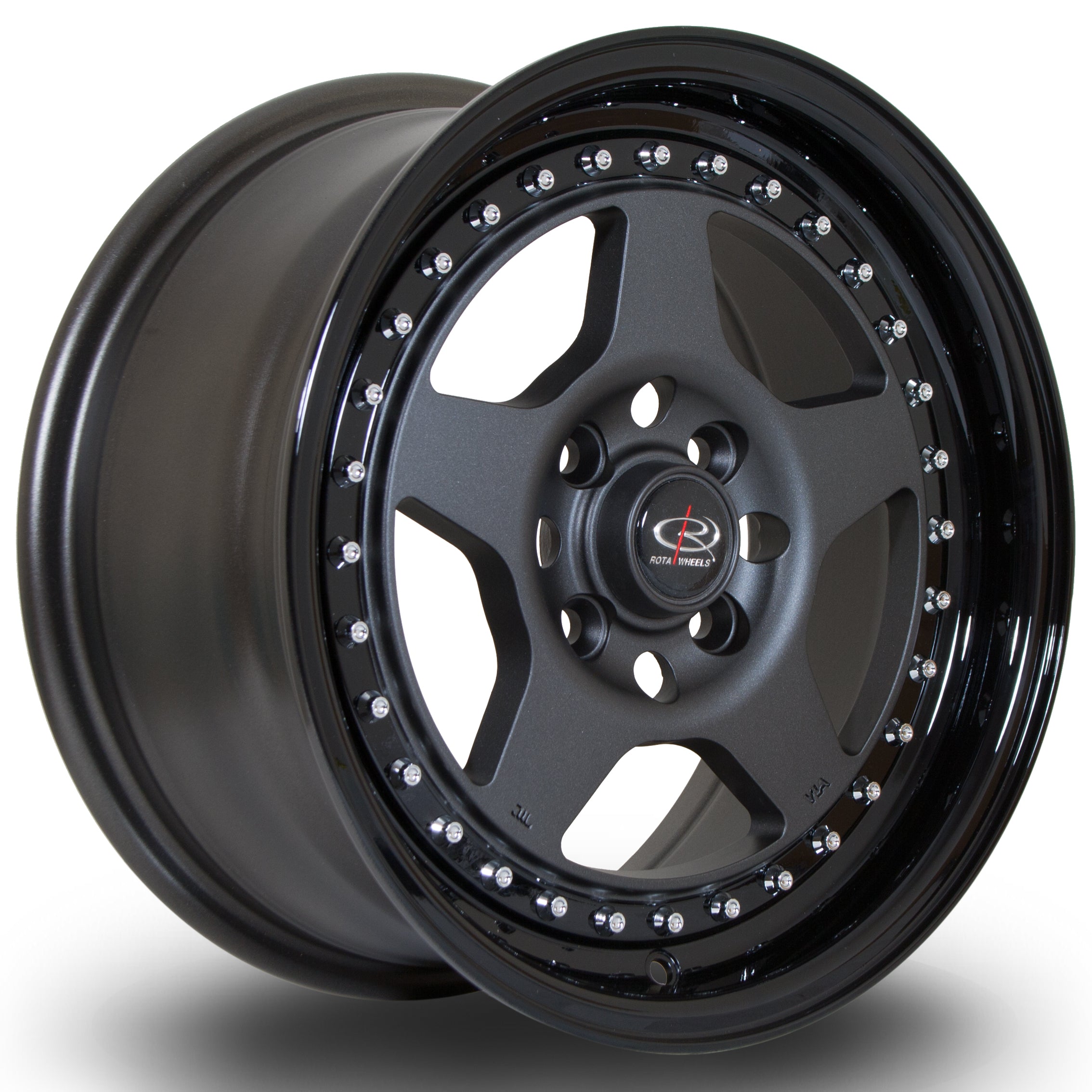 Rota Kyusha, 15 x 9 inch, 4114.3 PCD, ET0 Flat Gunmetal with Gloss Black Lip - Rotashop