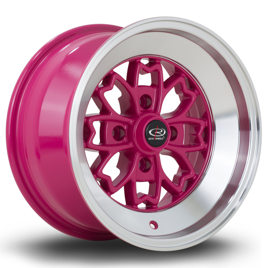 Rota Aleica, 15 x 8 inch, 4x114 PCD, ET0 in Pink with Polished Lip, Single Rim