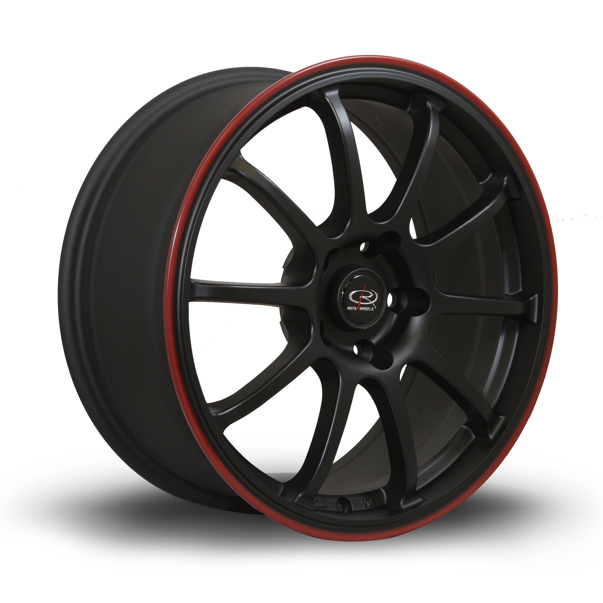 Rota Force, 17 x 7.5 inch, 5114 PCD, ET45 Flat Black 2 with Red Lip - Rotashop