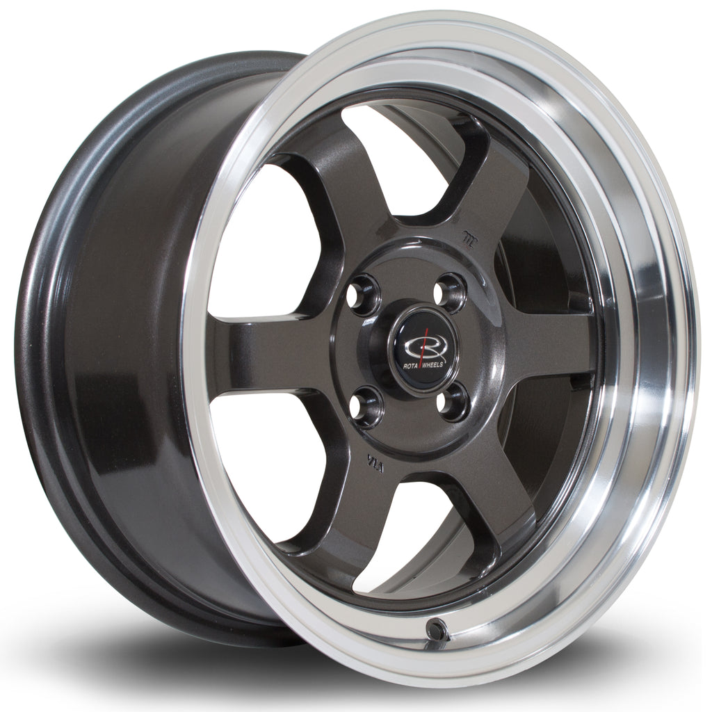 Rota Grid-V, 15 x 7 inch, 4108 PCD, ET20 Gunmetal Polished Lip - Rotashop