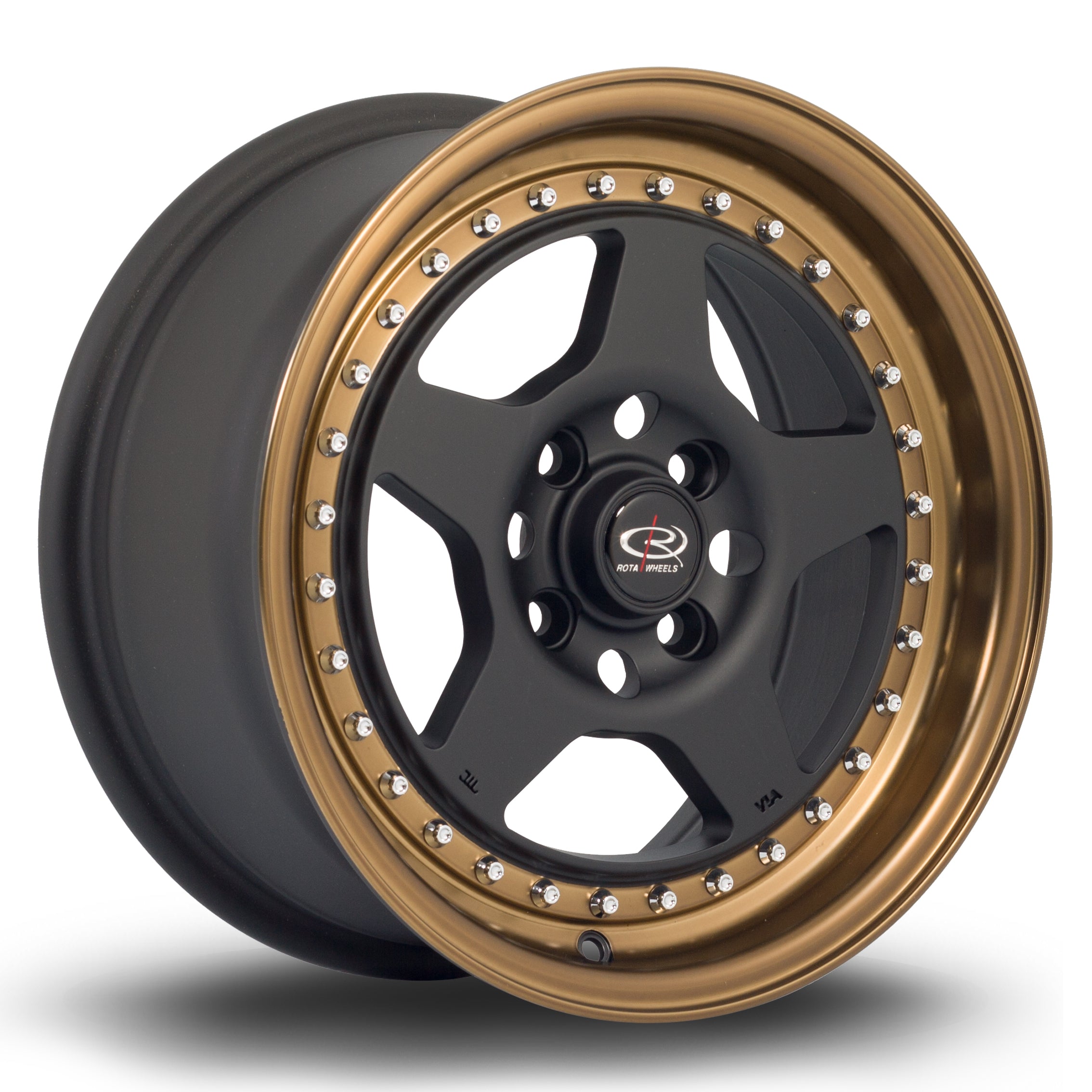 Rota Kyusha, 15 x 7 inch, 4100 PCD, ET38 Flat Black Sport Bronze Lip - Rotashop