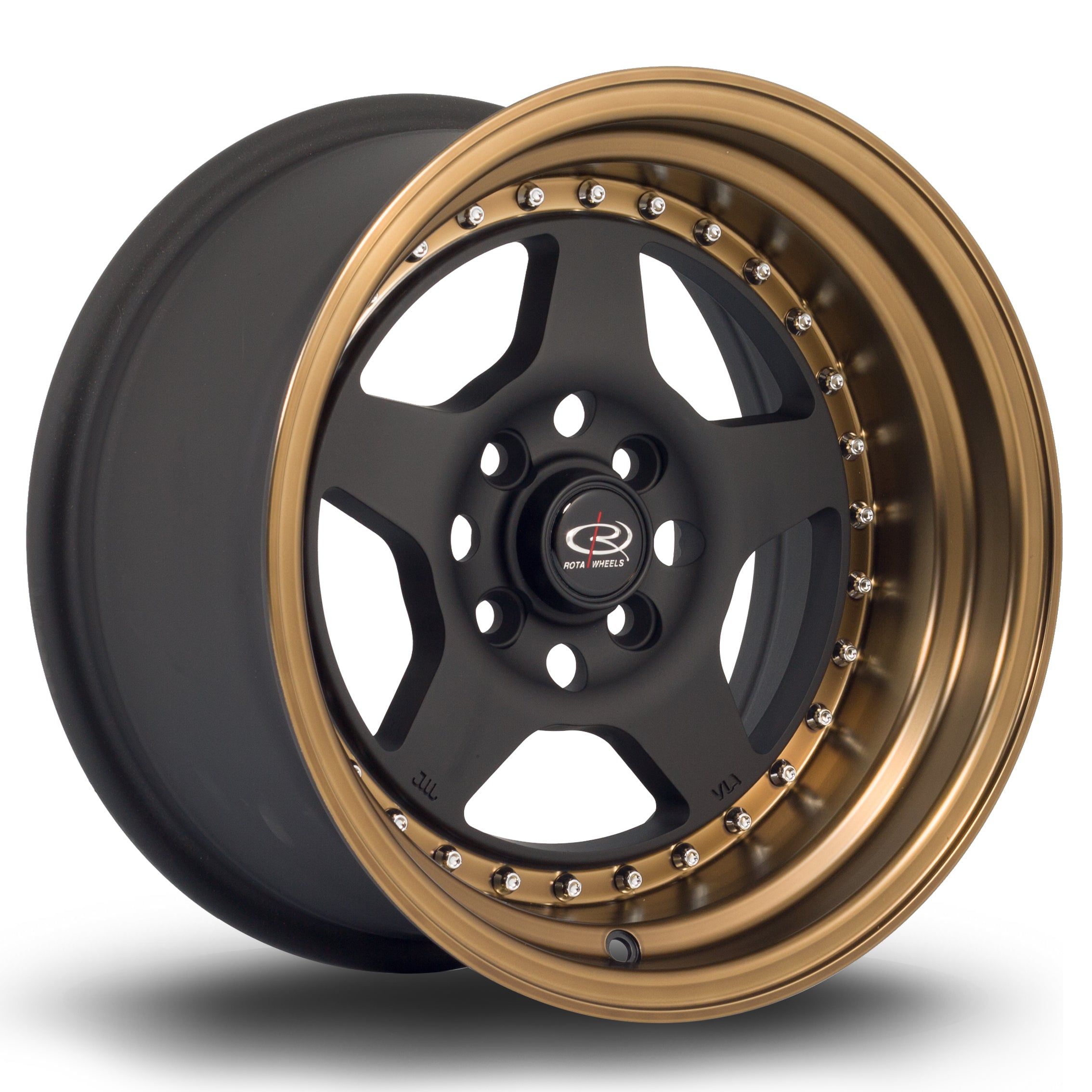 Rota Kyusha, 15 x 8 inch, 4100 PCD, ET0 Flat Black, Sport Bronze Lip - Rotashop