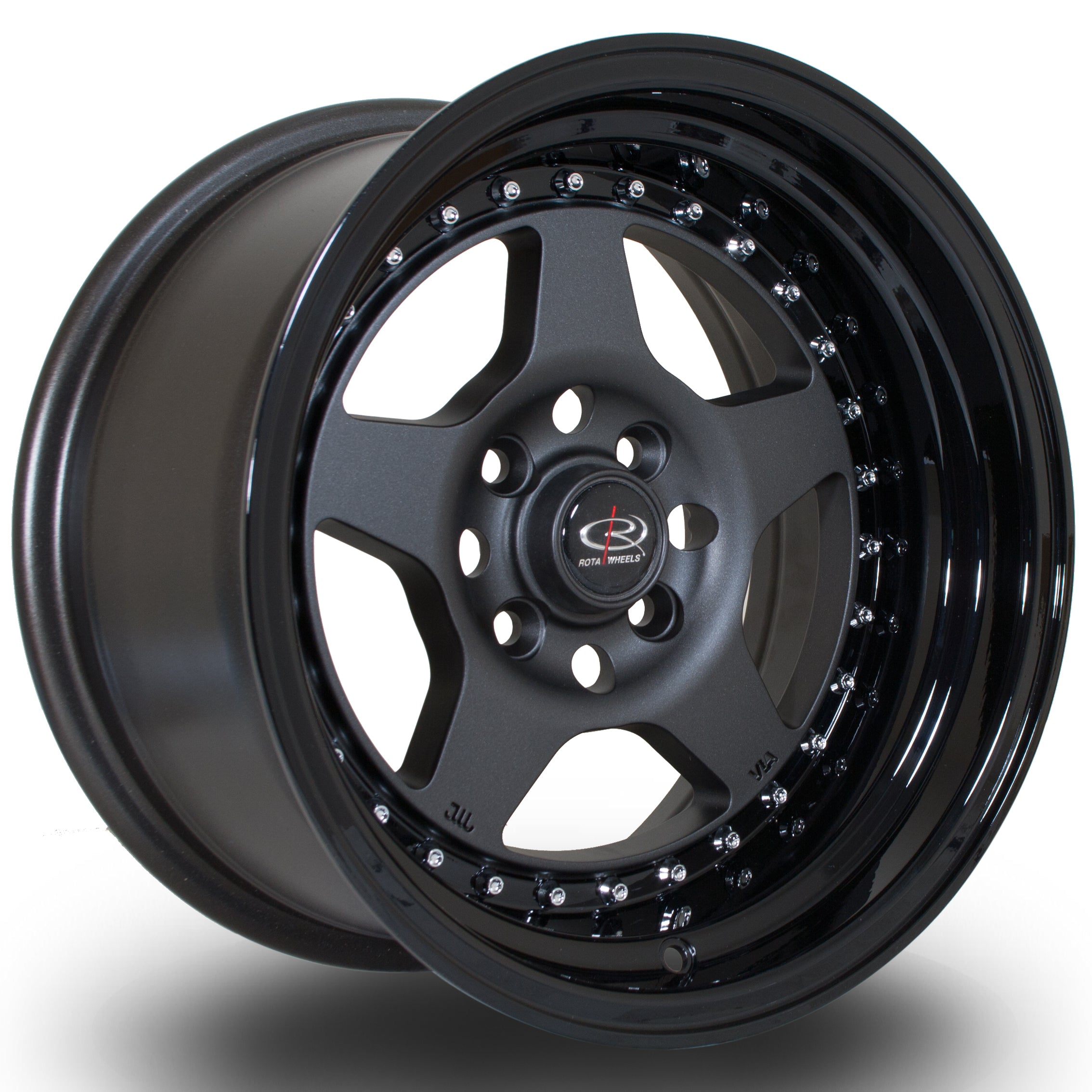 Rota Kyusha, 15 x 8 inch, 4114 PCD, ET0 Flat Gunmetal with Gloss Black Lip - Rotashop