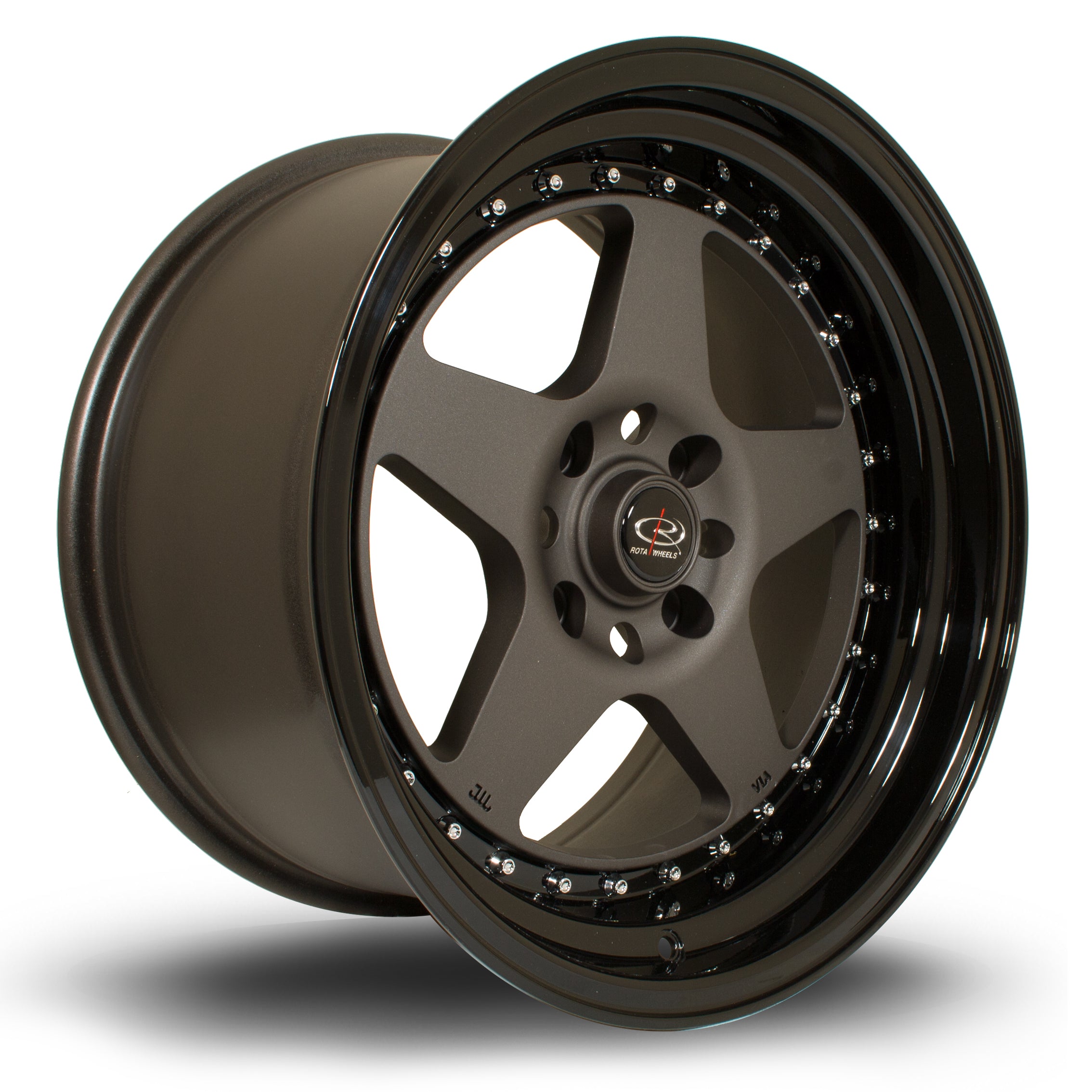 Rota Kyusha, 17 x 9 inch, 4108~4100 PCD, ET20 Flat Gunmetal with Gloss Black Lip - Rotashop