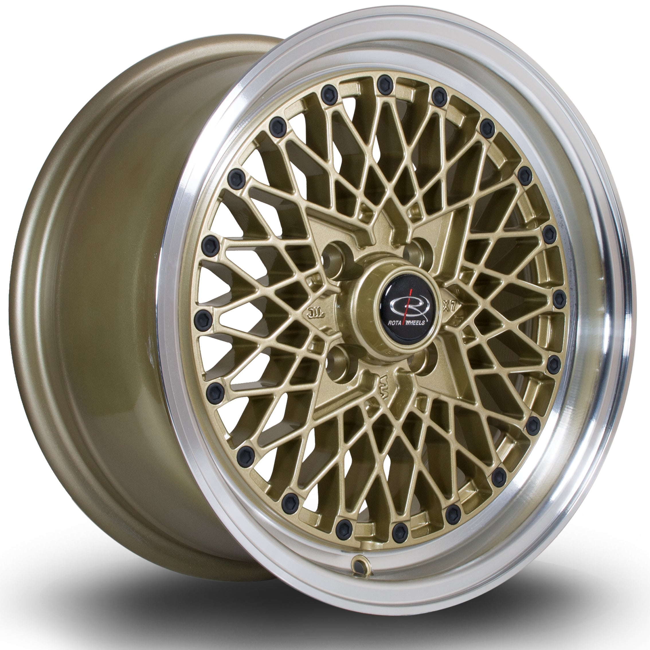 Rota OSMesh, 15 x 7 inch, 4100 PCD, ET30 Gold Polished Lip - Rotashop