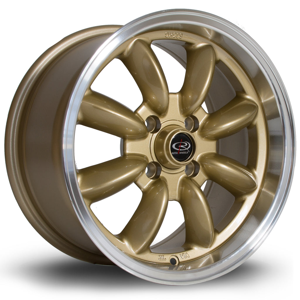 Pr40 Rota Rota RB, 15 x 8 inch, 4100 PCD, ET30 Gold Polished Lip – Rotashop