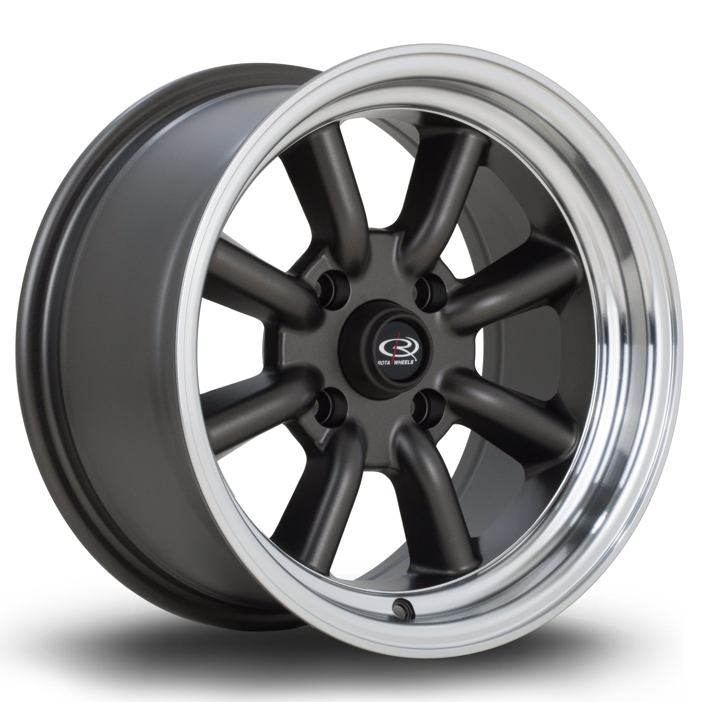 Rota RKR, 15 x 8 inch, 4100 PCD, ET0 Flat Gunmetal with Polished Lip