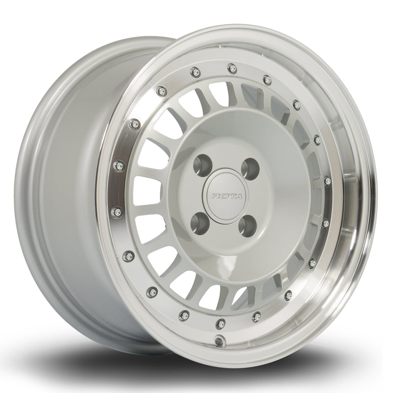 Rota Speciale, 15 x 7 inch, 4100 PCD, ET35 in Satin Silver with Polished Lip Single Rim - Rotashop