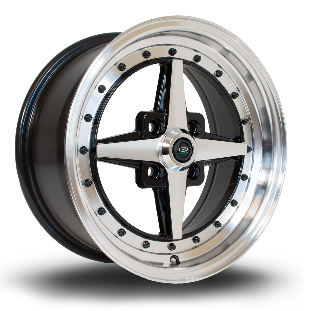 Rota Zero, 15 x 7 inch, 4100 PCD, ET35 Black with Polished Face - Rotashop